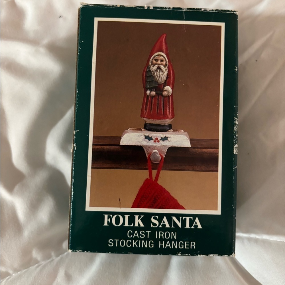 Midwest Importers Folk Santa Cast Iron Stocking Holder Christmas Holiday Decor